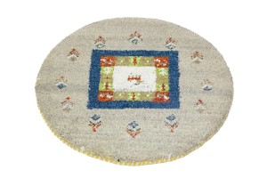 Greige Tribal 2X2 Indo-Gabbeh Oriental Round Rug