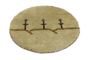 Cream Tribal 3X3 Indo-Gabbeh Oriental Round Rug