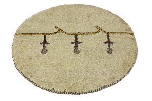 Cream Tribal 3X3 Indo-Gabbeh Oriental Round Rug