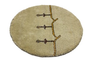 Cream Tribal 3X3 Indo-Gabbeh Oriental Round Rug