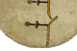 Cream Tribal 3X3 Indo-Gabbeh Oriental Round Rug