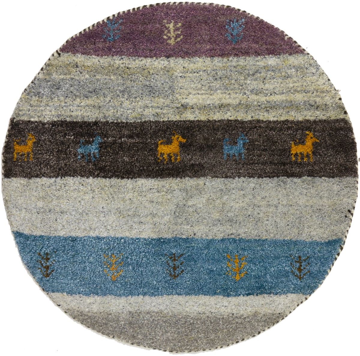 Multicolored Tribal 3X3 Indo-Gabbeh Oriental Round Rug