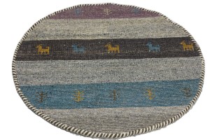 Multicolored Tribal 3X3 Indo-Gabbeh Oriental Round Rug