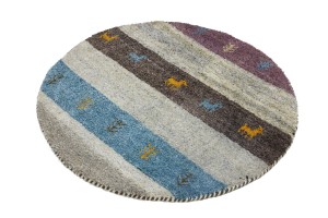Multicolored Tribal 3X3 Indo-Gabbeh Oriental Round Rug