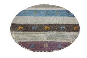 Multicolored Tribal 3X3 Indo-Gabbeh Oriental Round Rug