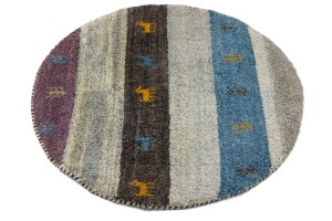 Multicolored Tribal 3X3 Indo-Gabbeh Oriental Round Rug