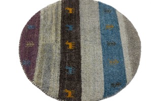 Multicolored Tribal 3X3 Indo-Gabbeh Oriental Round Rug