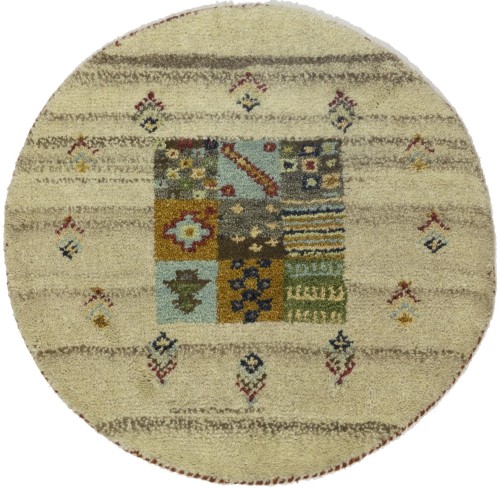 Cream Tribal 2X2 Indo-Gabbeh Oriental Round Rug