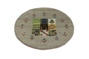 Greige Tribal 2X2 Indo-Gabbeh Oriental Round Rug