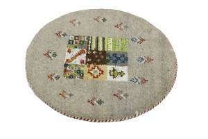 Greige Tribal 2X2 Indo-Gabbeh Oriental Round Rug