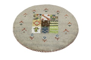 Greige Tribal 2X2 Indo-Gabbeh Oriental Round Rug