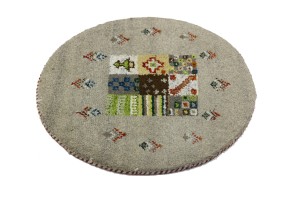 Greige Tribal 2X2 Indo-Gabbeh Oriental Round Rug