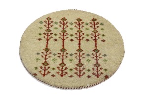 Cream Tribal 2X2 Indo-Gabbeh Oriental Round Rug
