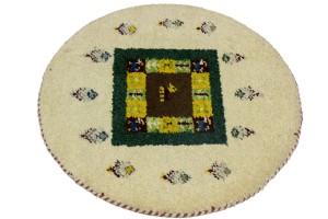 Cream Tribal 2X2 Indo-Gabbeh Oriental Round Rug