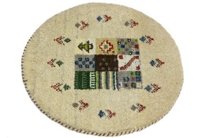 Cream Tribal 2X2 Indo-Gabbeh Oriental Round Rug