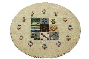 Cream Tribal 2X2 Indo-Gabbeh Oriental Round Rug