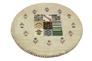 Cream Tribal 2X2 Indo-Gabbeh Oriental Round Rug