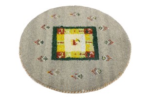 Greige Tribal 2X2 Indo-Gabbeh Oriental Round Rug