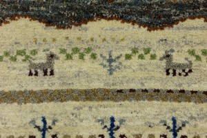 Cream Tribal 1'4X5'7 Indo-Gabbeh Oriental Runner Rug