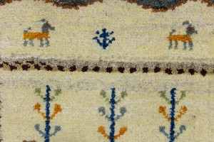 Cream Tribal 1'4X5'7 Indo-Gabbeh Oriental Runner Rug