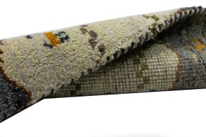Cream Tribal 1'4X5'7 Indo-Gabbeh Oriental Runner Rug