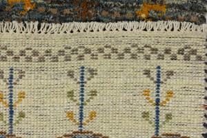Cream Tribal 1'4X5'7 Indo-Gabbeh Oriental Runner Rug