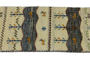 Cream Tribal 1'4X5'7 Indo-Gabbeh Oriental Runner Rug