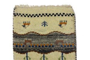 Cream Tribal 1'4X5'7 Indo-Gabbeh Oriental Runner Rug