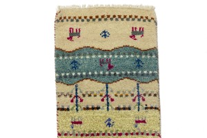 Cream Tribal 1'5X5'9 Indo-Gabbeh Oriental Runner Rug