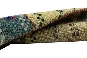Cream Tribal 1'5X5'9 Indo-Gabbeh Oriental Runner Rug