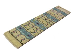 Cream Tribal 1'5X5'9 Indo-Gabbeh Oriental Runner Rug
