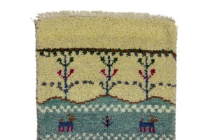 Cream Tribal 1'5X5'9 Indo-Gabbeh Oriental Runner Rug