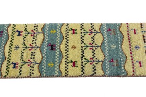 Cream Tribal 1'5X5'9 Indo-Gabbeh Oriental Runner Rug