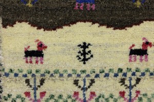 Cream Tribal 1'4X5'9 Indo-Gabbeh Oriental Runner Rug