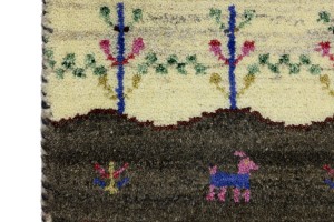 Cream Tribal 1'4X5'9 Indo-Gabbeh Oriental Runner Rug