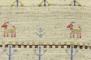 Cream Tribal 1'4X5'9 Indo-Gabbeh Oriental Runner Rug