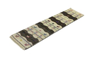 Cream Tribal 1'4X5'9 Indo-Gabbeh Oriental Runner Rug