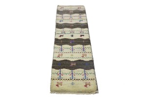 Cream Tribal 1'4X5'9 Indo-Gabbeh Oriental Runner Rug