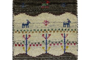 Cream Tribal 1'4X5'9 Indo-Gabbeh Oriental Runner Rug