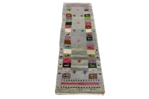 Gray Tribal 1'5X6 Indo-Gabbeh Oriental Runner Rug