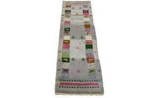 Gray Tribal 1'5X6 Indo-Gabbeh Oriental Runner Rug