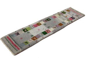 Gray Tribal 1'5X6 Indo-Gabbeh Oriental Runner Rug