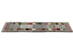 Gray Tribal 1'5X6 Indo-Gabbeh Oriental Runner Rug