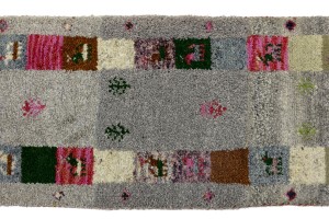 Gray Tribal 1'5X6 Indo-Gabbeh Oriental Runner Rug