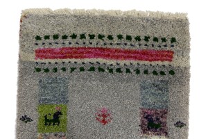 Gray Tribal 1'5X6 Indo-Gabbeh Oriental Runner Rug
