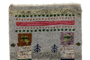 Gray Tribal 1'5X6 Indo-Gabbeh Oriental Runner Rug