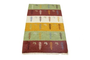 Multicolored Tribal 2X4 Indo-Gabbeh Oriental Rug