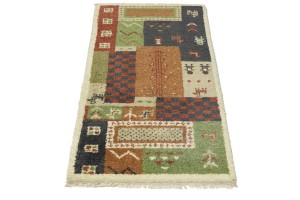Multicolored Tribal 2X4 Indo-Gabbeh Oriental Rug