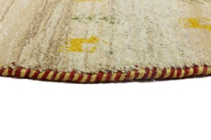 Beige Tribal 4X4 Indo-Gabbeh Oriental Round Rug