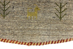 Beige Tribal 4X4 Indo-Gabbeh Oriental Round Rug